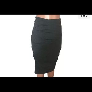 Wiggle Gray Ruched Gathered Lined Pencil Skirt SZ 6 Stretchy Nicole Miller Brand